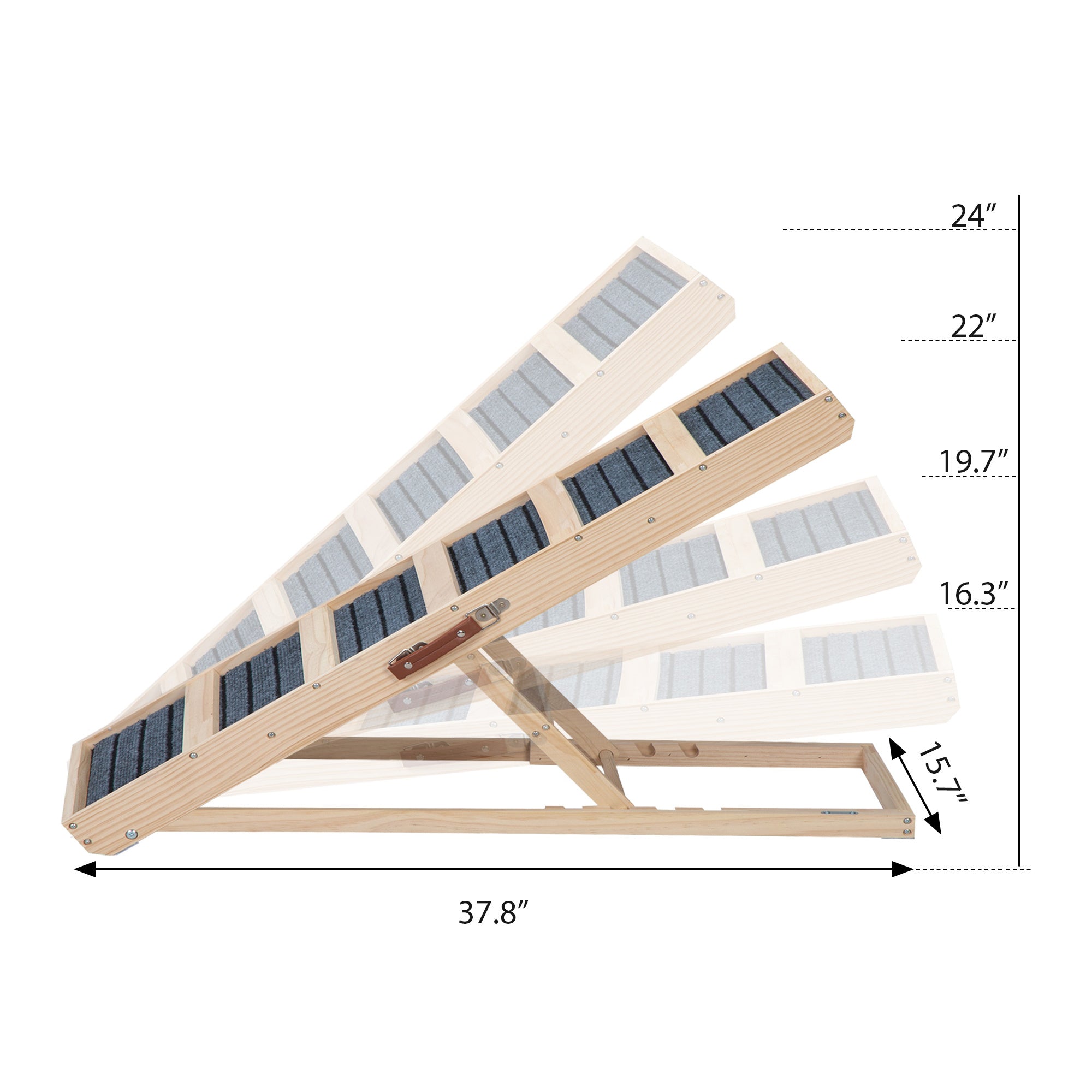 Doggy Steps for Dogs and Cats, a sturdy wooden ramp with adjustable heights, designed for pets to access tall furniture safely.