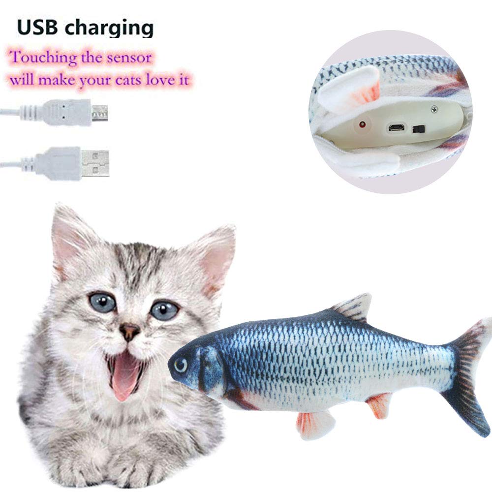 Electric Flipping Fish Toy for Cats, featuring a realistic fish design that flips and flops, made from durable and non-toxic materials, perfect for cat playtime.