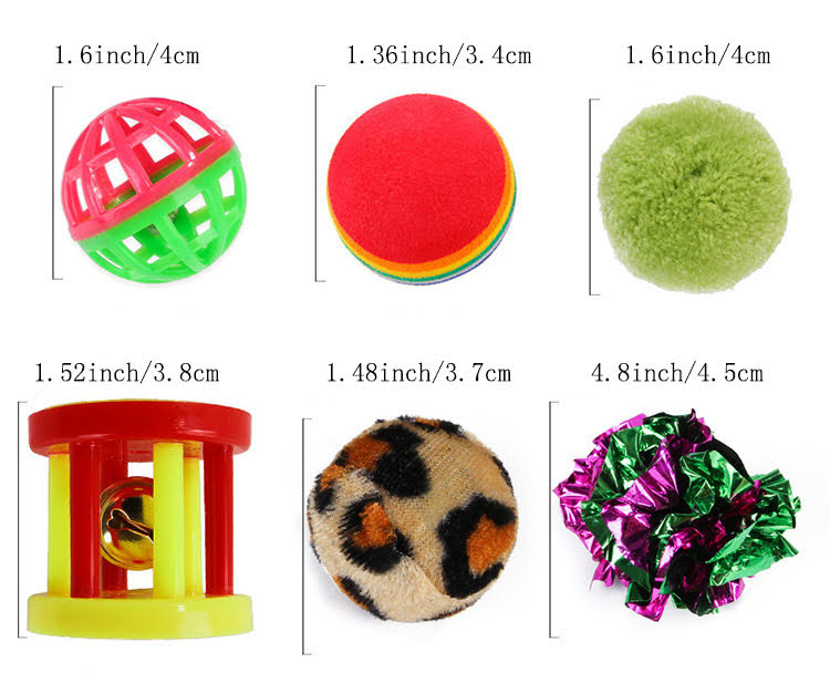 A colorful assortment of 21 assorted cat toys including balls, feathers, and interactive play items, designed for cat entertainment and exercise.