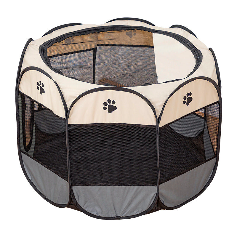 Large Portable Foldable Pet Playpen Kennel House for puppies, kittens, and small pets, featuring breathable mesh and durable Oxford cloth.