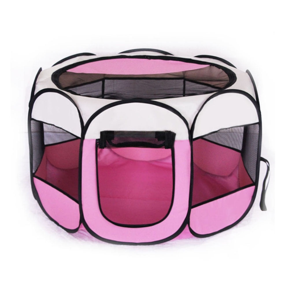 Large Portable Foldable Pet Playpen Kennel House for puppies, kittens, and small pets, featuring breathable mesh and durable Oxford cloth.