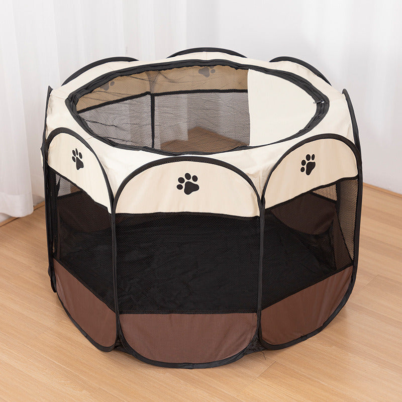 Large Portable Foldable Pet Playpen Kennel House for puppies, kittens, and small pets, featuring breathable mesh and durable Oxford cloth.