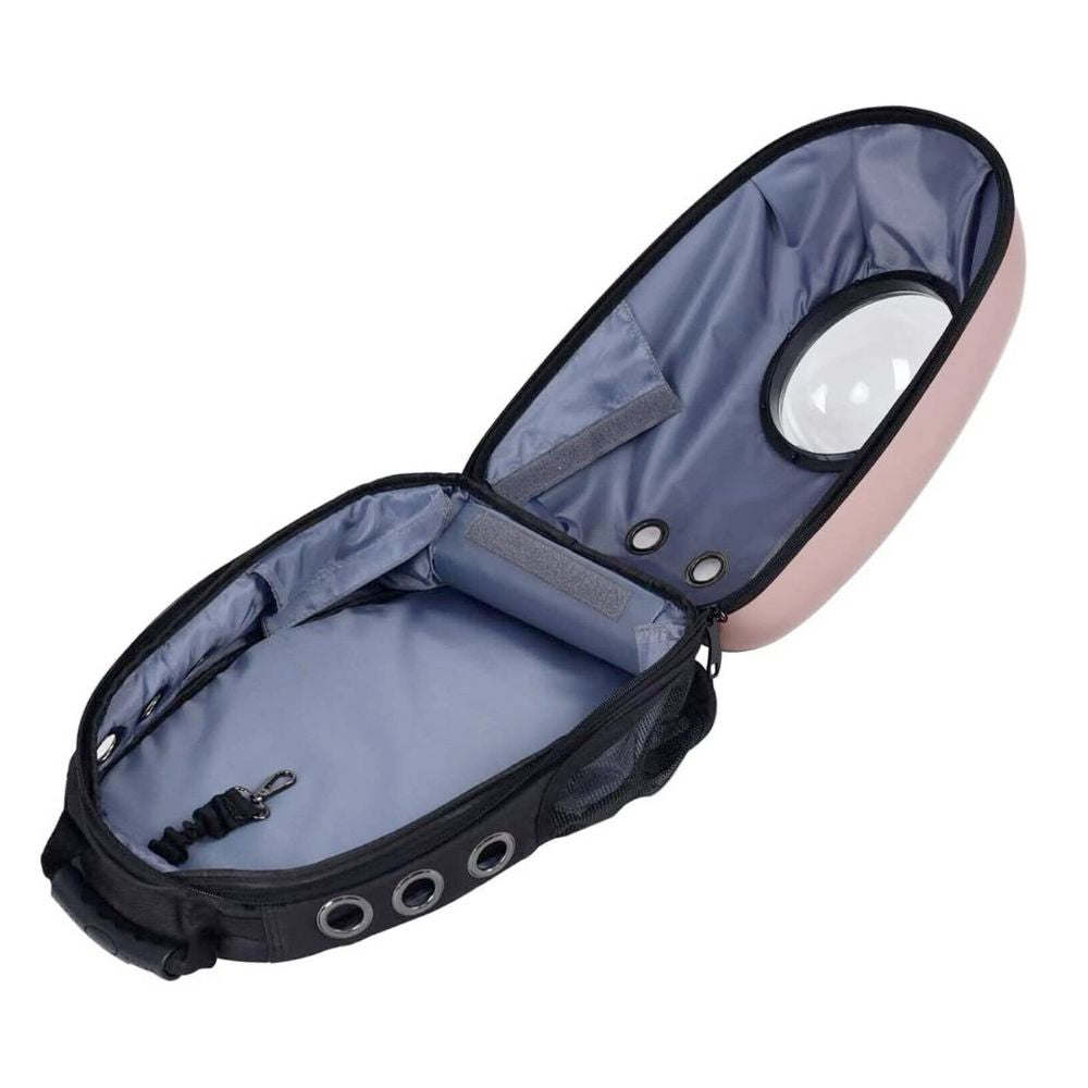 A stylish Pet Breathable Traveling Backpack featuring breathable panels, designed for comfortable pet travel with ample storage space.