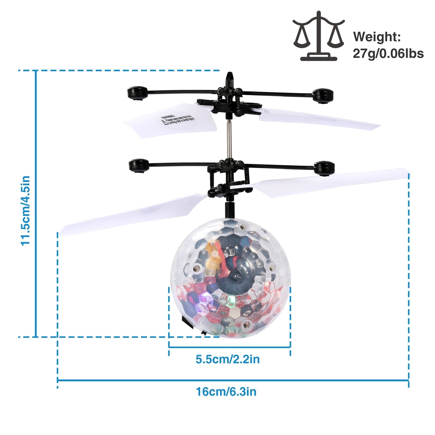 RC Flying Balls Electric Infrared Induction Drone Helicopter Ball LED with colorful lights in mid-air, showcasing its design and features.