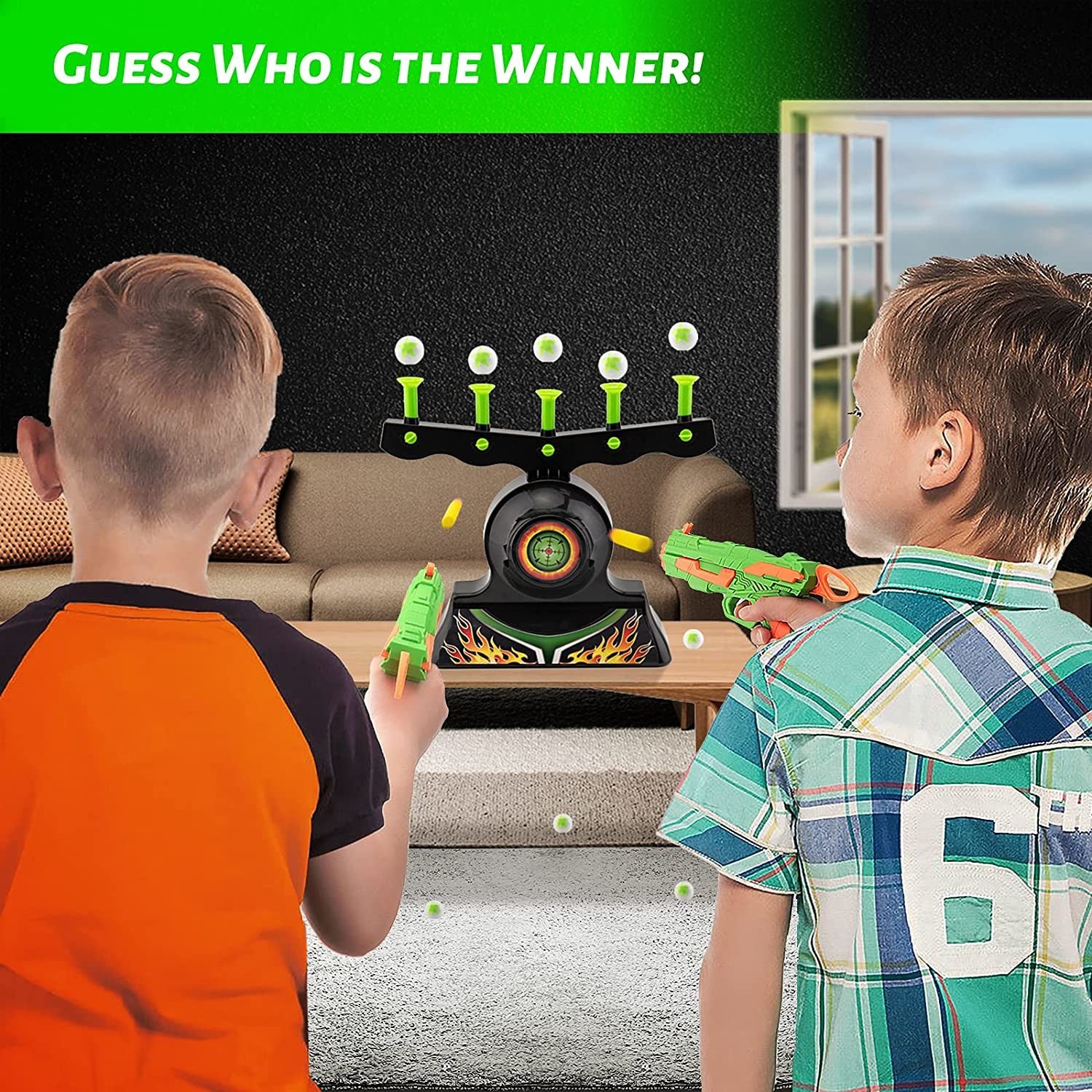 RAINBEAN Shooting Targets for Nerf Guns featuring glow-in-the-dark floating orbs and a blaster, perfect for target practice and family fun.