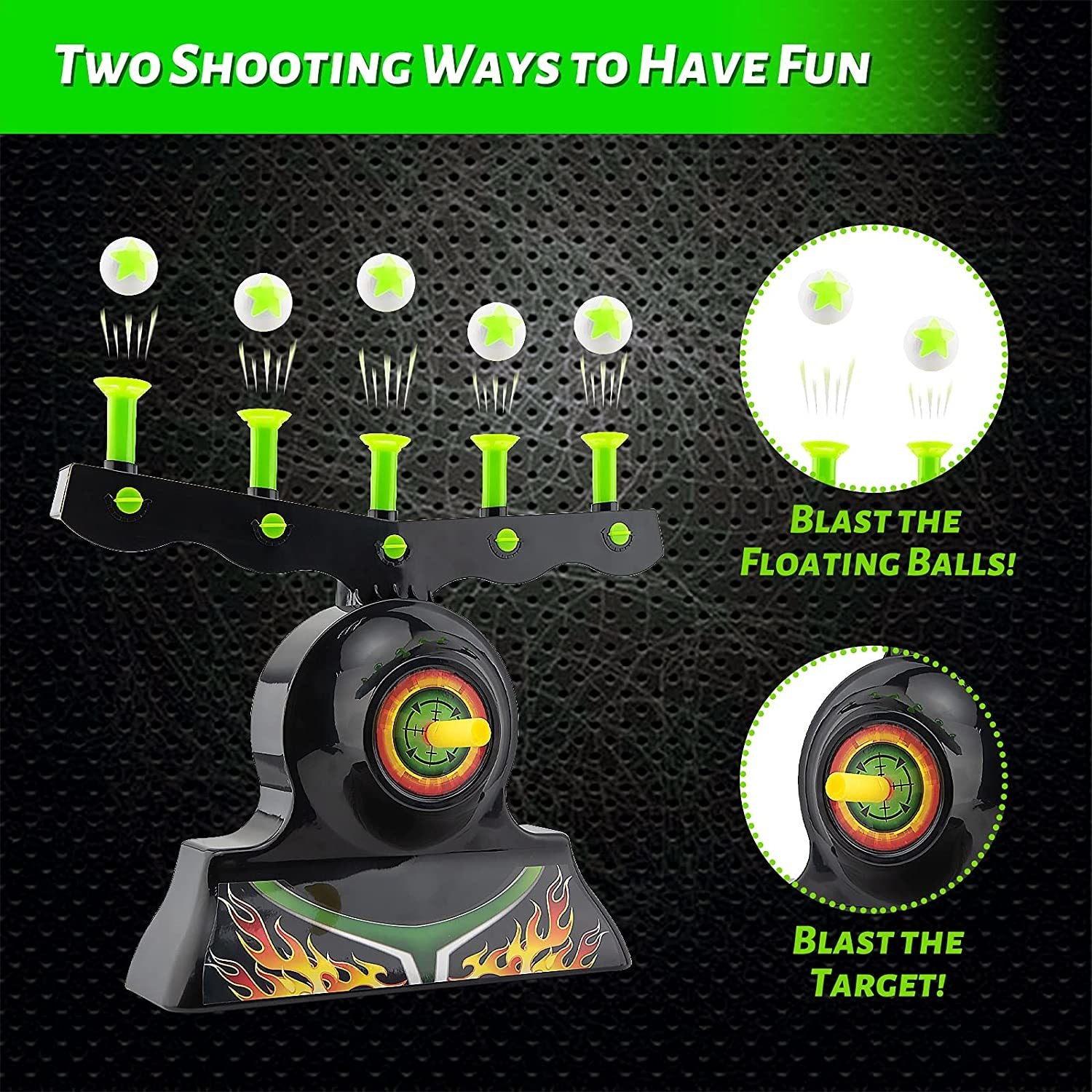 RAINBEAN Shooting Targets for Nerf Guns featuring glow-in-the-dark floating orbs and a blaster, perfect for target practice and family fun.