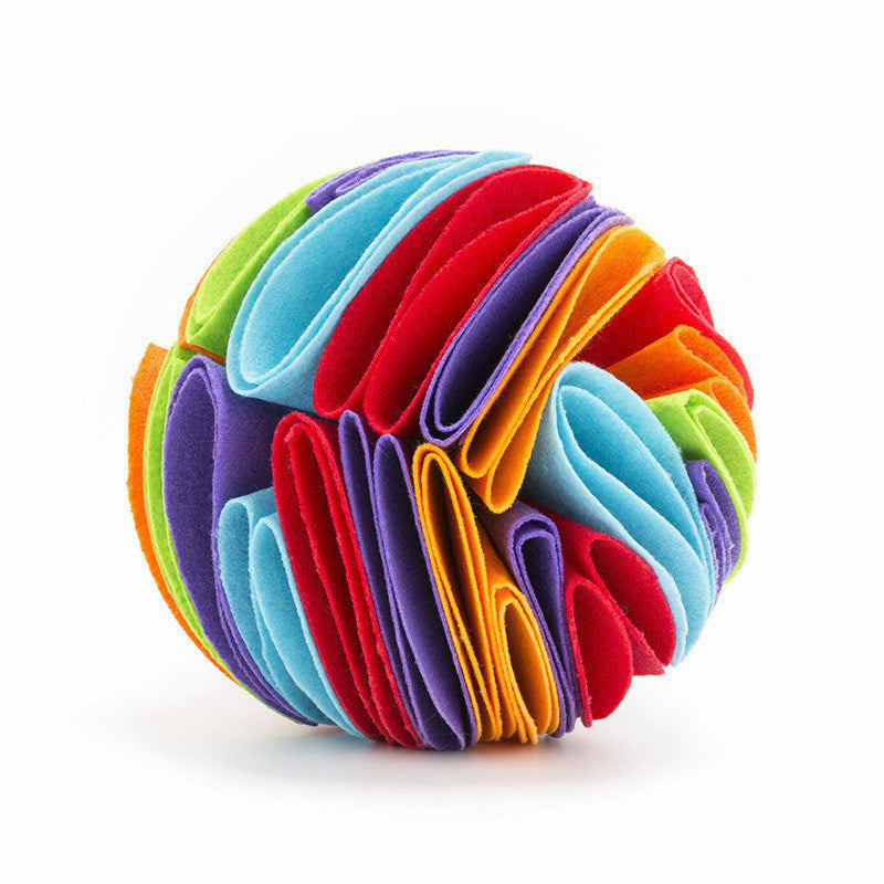 Colorful Sniffing Ball Pad for dogs and cats, made from durable felt cloth, designed to stimulate pets' senses.