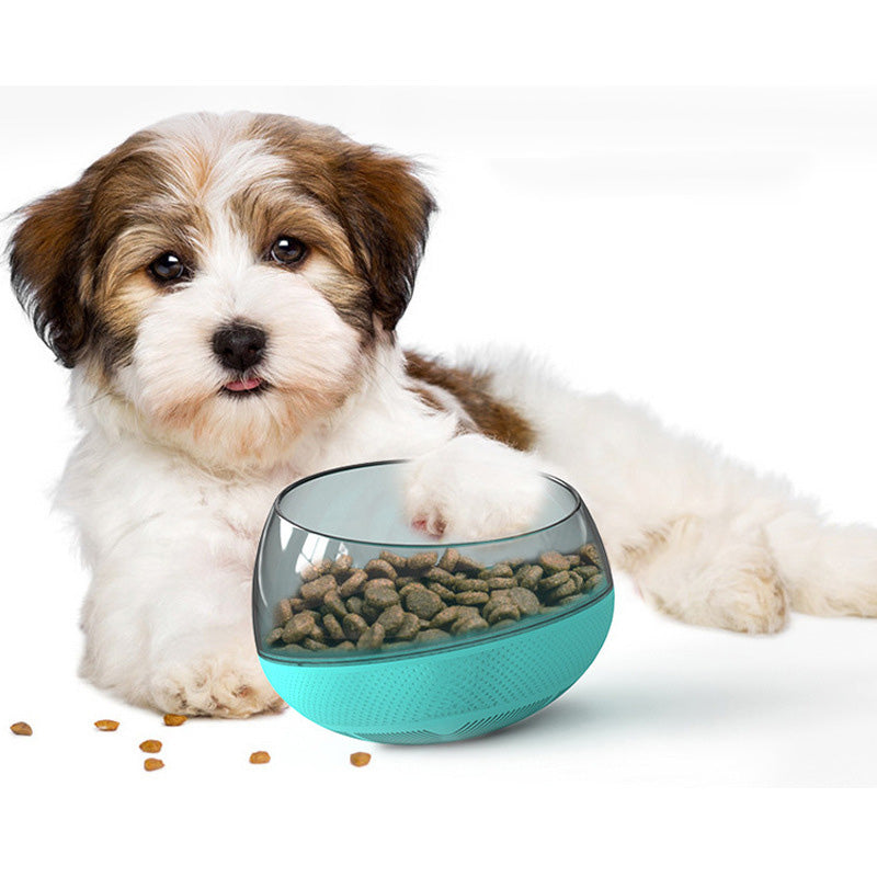 Space Capsule Dog Bowl in lake blue, designed for slow feeding with a non-slip base, made from non-toxic materials, suitable for dogs and cats.