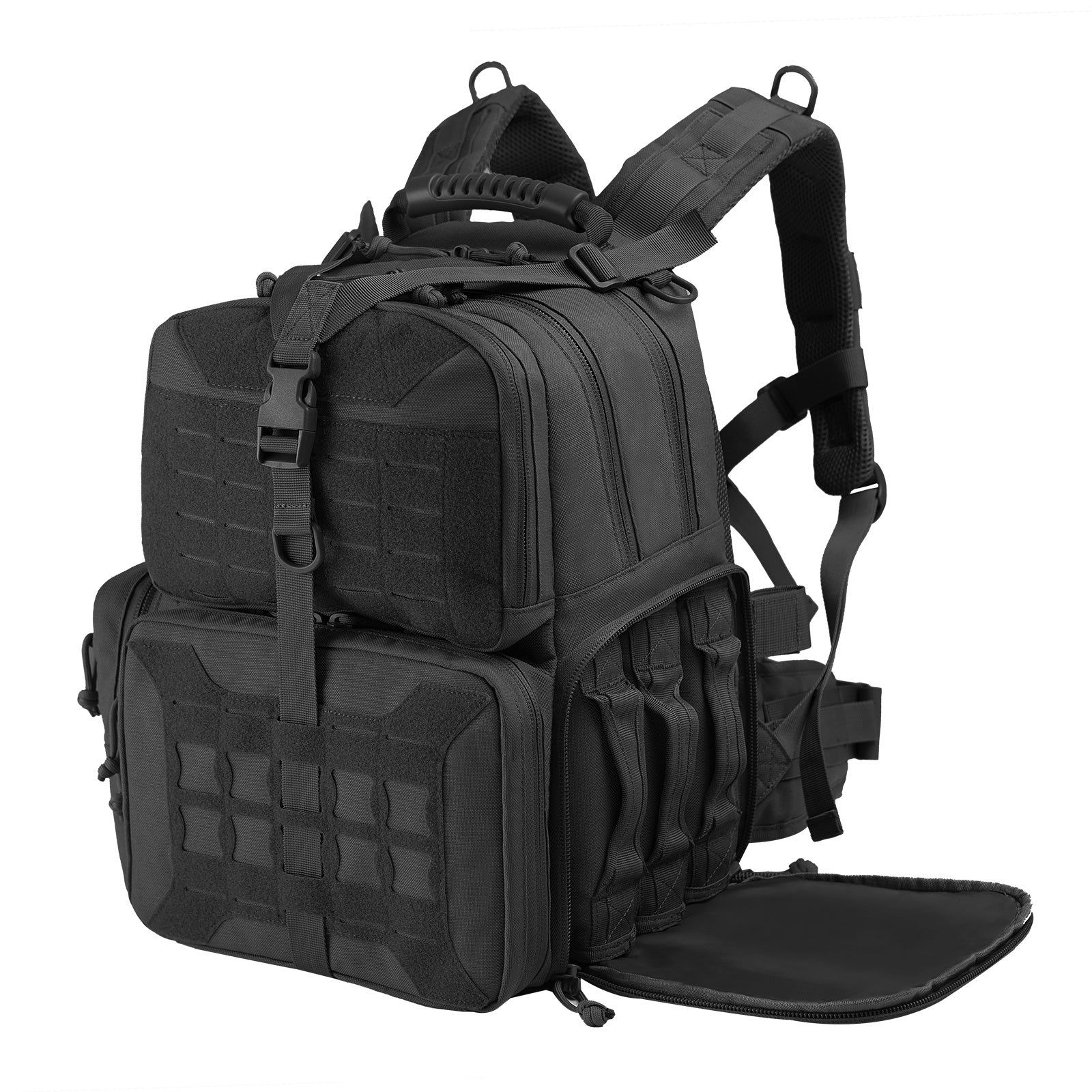 VOTAGOO Tactical Range Pistol Backpack showcasing its durable design, spacious compartments, and ergonomic features.