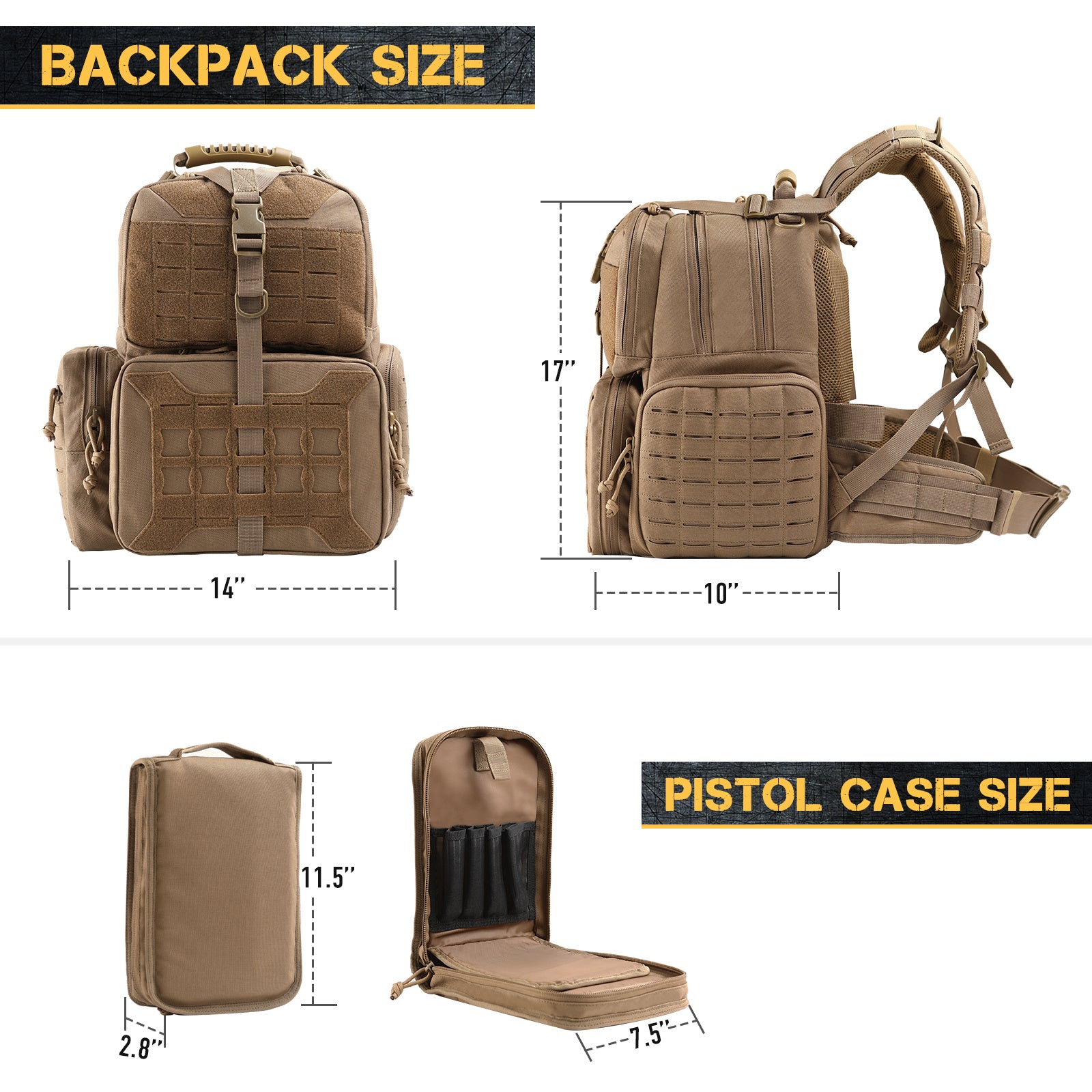 VOTAGOO Tactical Range Pistol Backpack showcasing its durable design, spacious compartments, and ergonomic features.