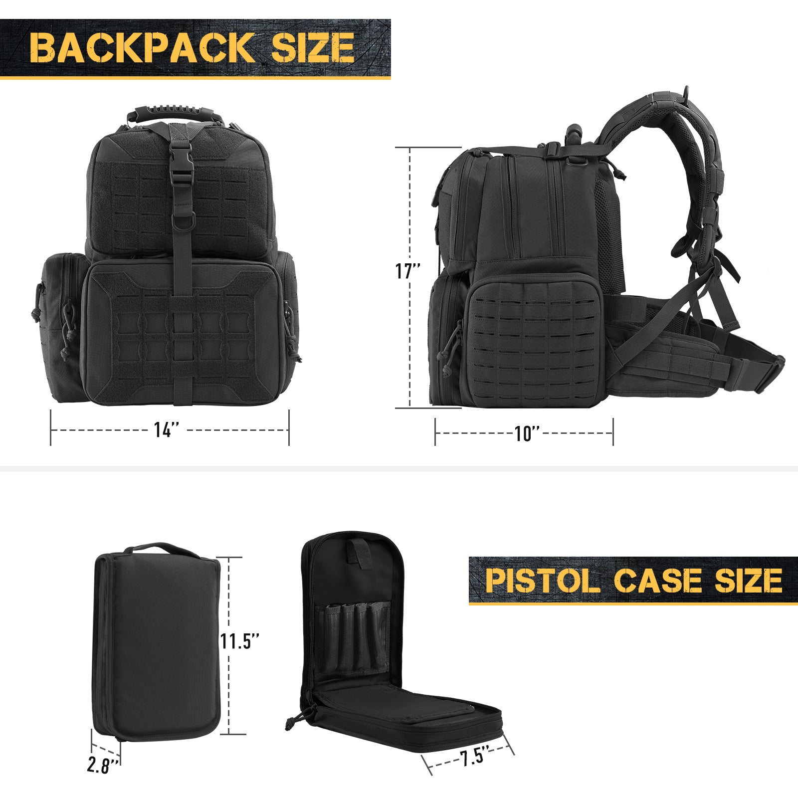 VOTAGOO Tactical Range Pistol Backpack showcasing its durable design, spacious compartments, and ergonomic features.