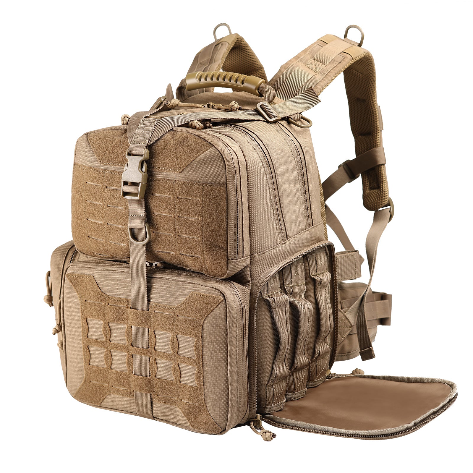 VOTAGOO Tactical Range Pistol Backpack showcasing its durable design, spacious compartments, and ergonomic features.