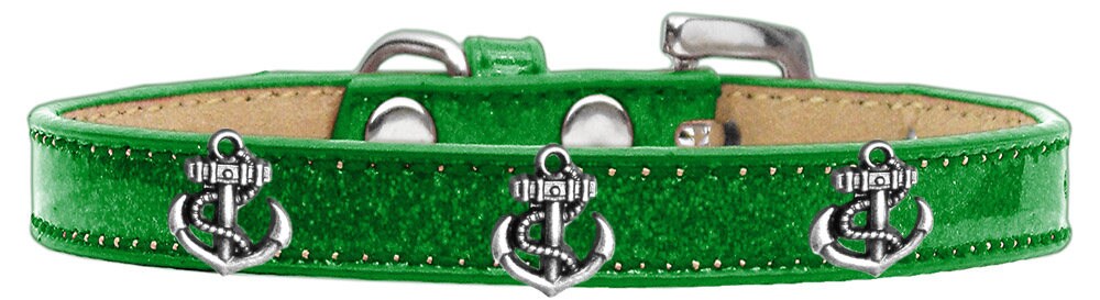 A stylish dog collar featuring an ice cream widget design with a silver anchor, perfect for pets of all sizes.