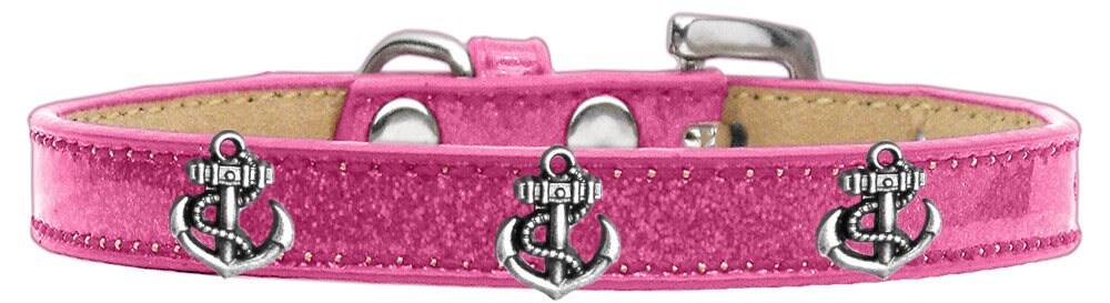 A stylish dog collar featuring an ice cream widget design with a silver anchor, perfect for pets of all sizes.