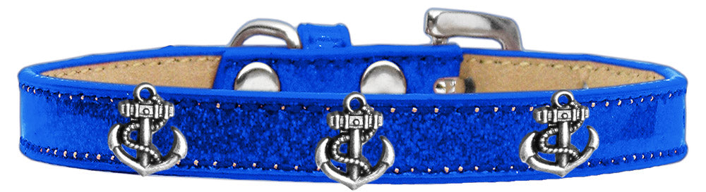 A stylish dog collar featuring an ice cream widget design with a silver anchor, perfect for pets of all sizes.