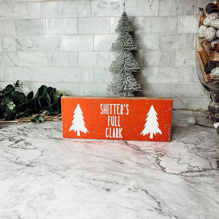 Handmade Clark Sign made of thick wood, featuring a funny Christmas design, perfect for holiday decor.