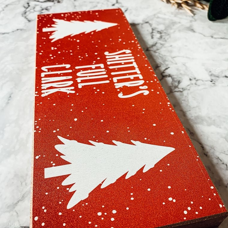 Handmade Clark Sign made of thick wood, featuring a funny Christmas design, perfect for holiday decor.