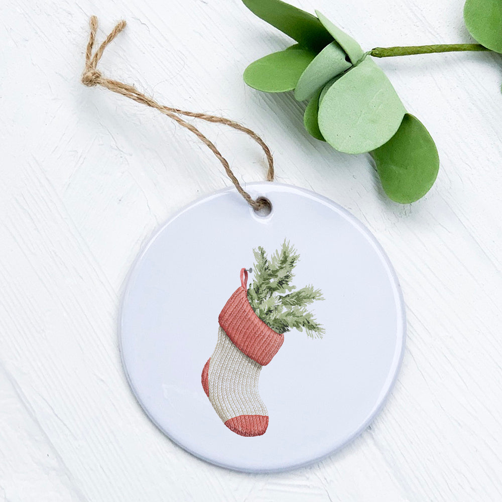 Fairytale Stocking ornament made of high-quality porcelain with vibrant design, perfect for holiday decor or gifting.