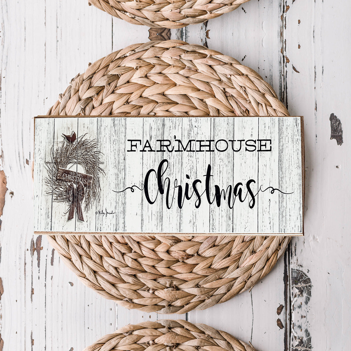 Farmhouse Christmas Sign featuring a rustic wood design, perfect for holiday decor.