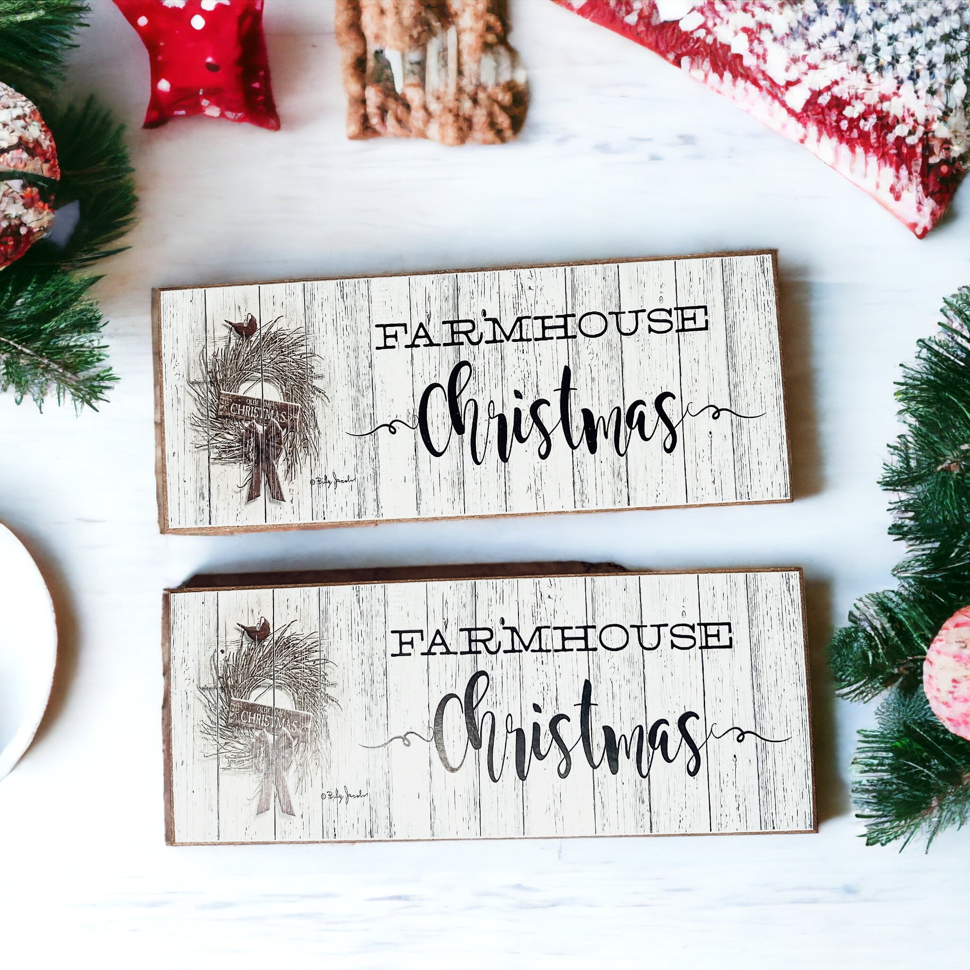 Farmhouse Christmas Sign featuring a rustic wood design, perfect for holiday decor.