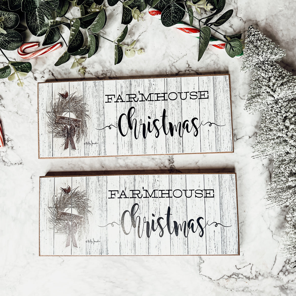 Farmhouse Christmas Sign featuring a rustic wood design, perfect for holiday decor.