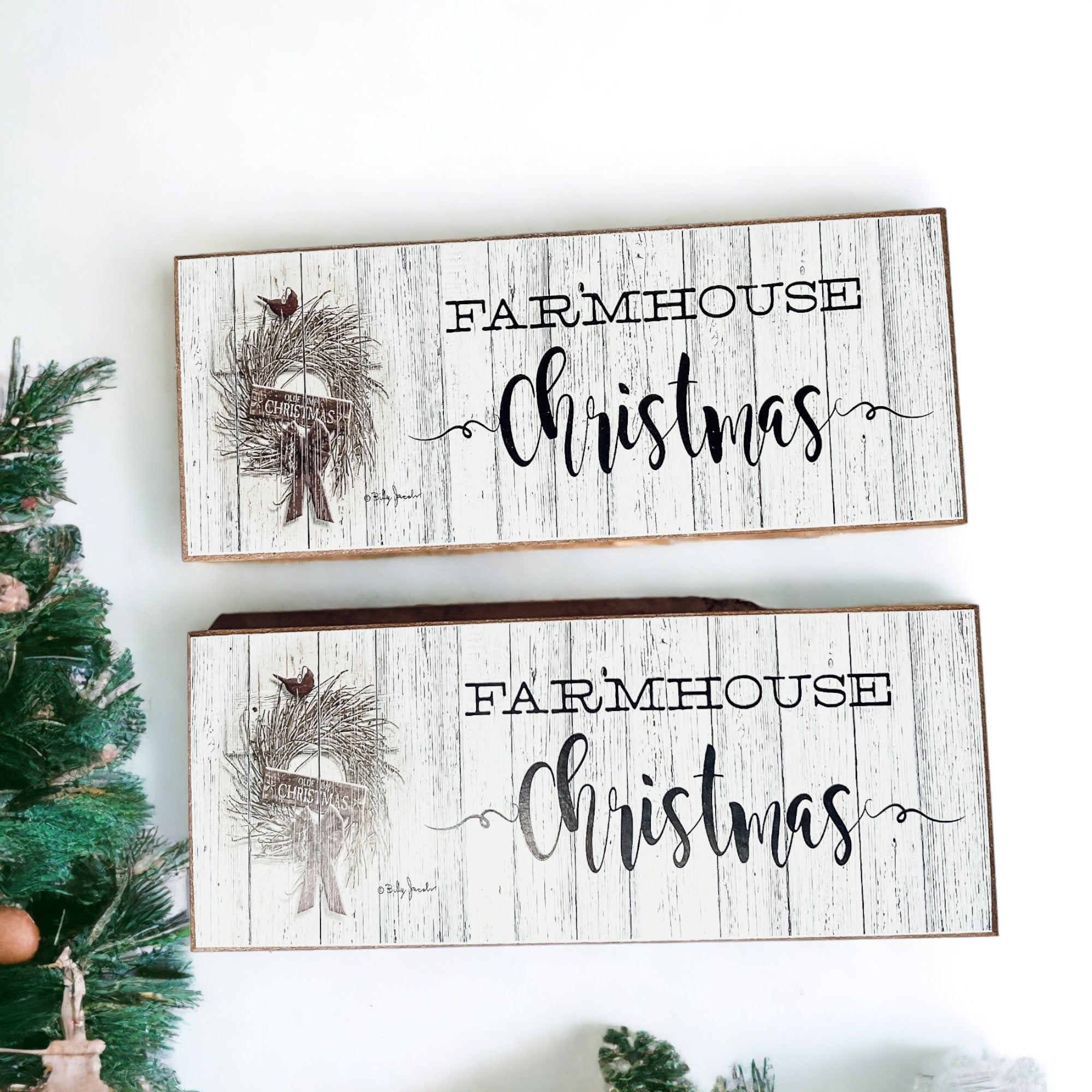 Farmhouse Christmas Sign featuring a rustic wood design, perfect for holiday decor.