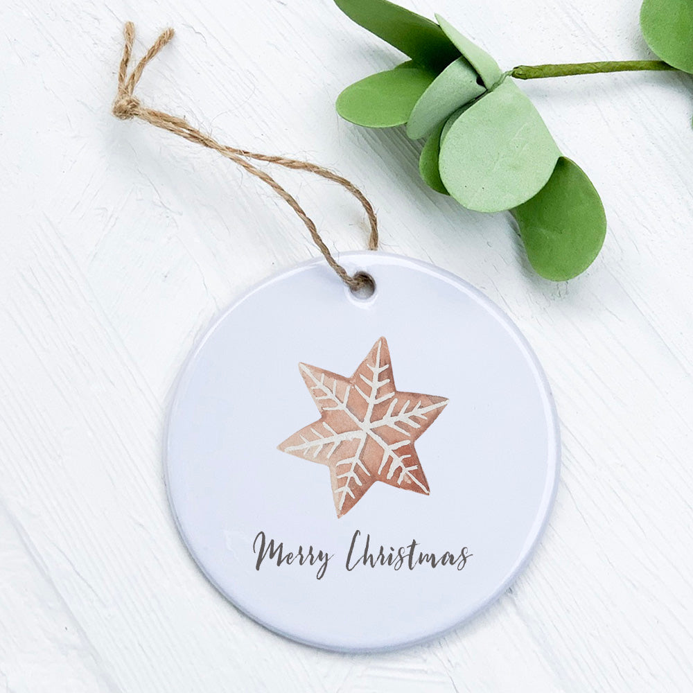 Merry Christmas Cookie ornament made of high-quality porcelain with a festive design, perfect for holiday gifting and decoration.