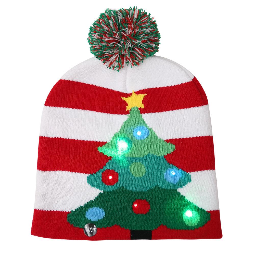 Colorful Pom Pom Party Holiday Hats with LED lights, featuring festive designs like snowmen and Christmas trees, perfect for holiday celebrations.