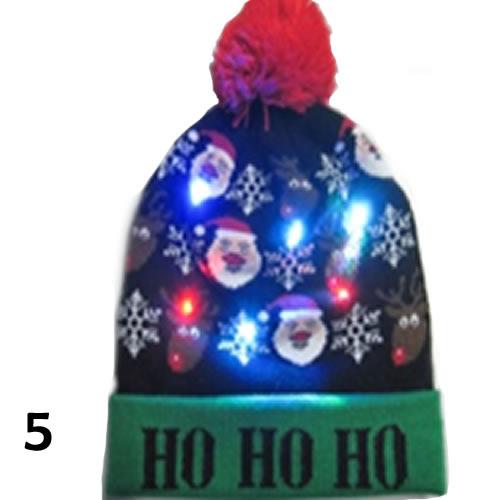 Colorful Pom Pom Party Holiday Hats with LED lights, featuring festive designs like snowmen and Christmas trees, perfect for holiday celebrations.