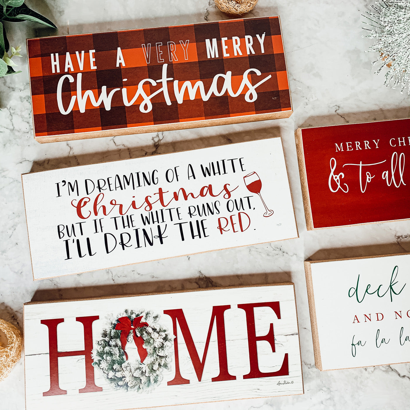 A festive Red Buffalo Christmas Sign made of thick wood, featuring a classic gingham pattern, perfect for holiday decor.