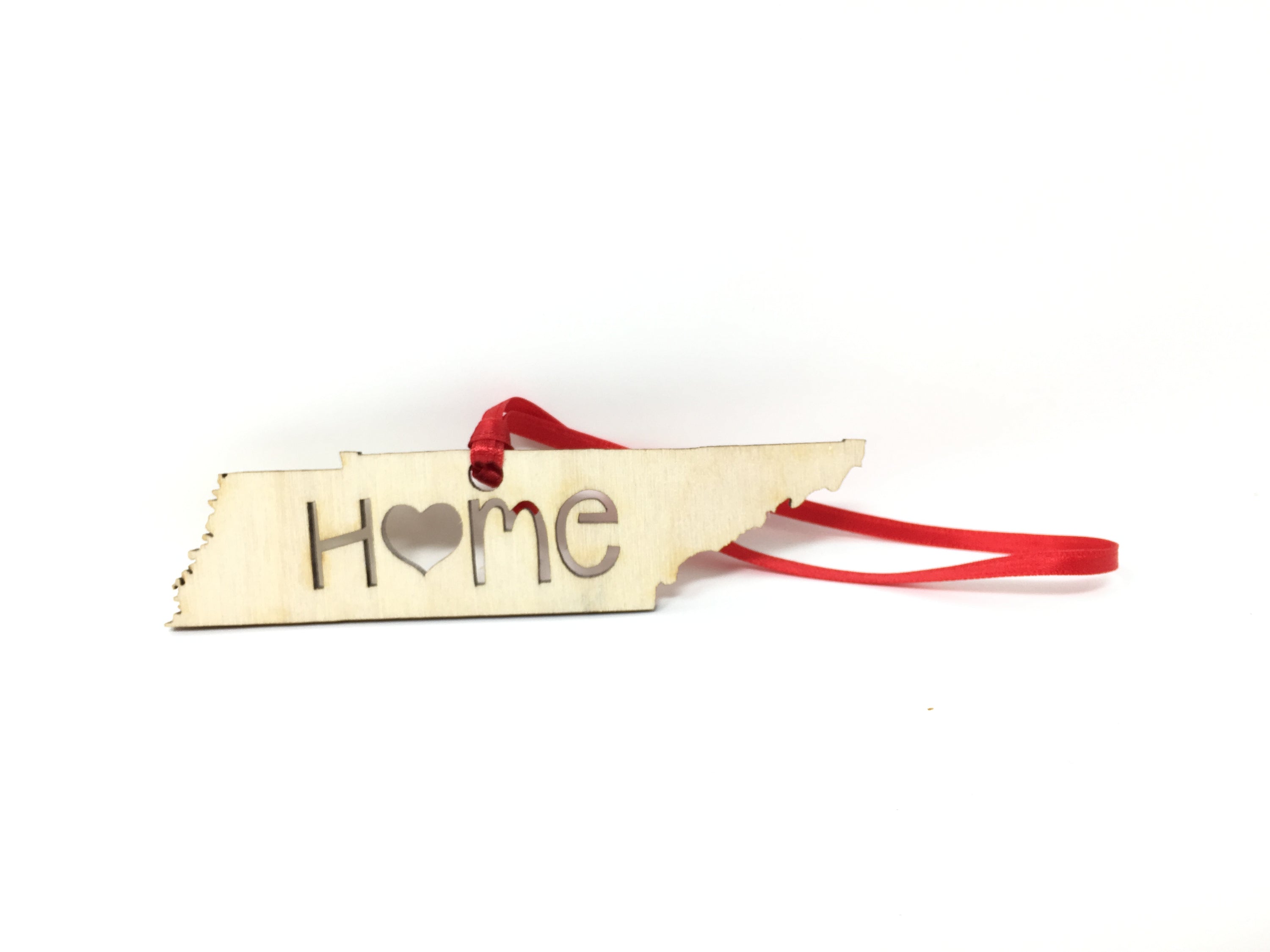 Tennessee State Wood Christmas Ornament made from Baltic Birch, showcasing intricate design and natural finish.