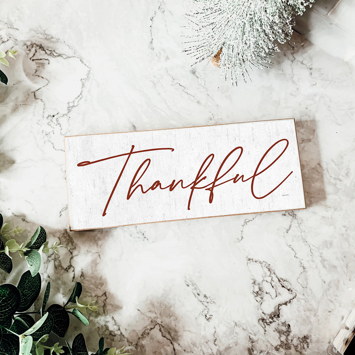 Two rustic wooden signs with 'Give Thanks' and 'Thankful' in elegant script, perfect for home decor.