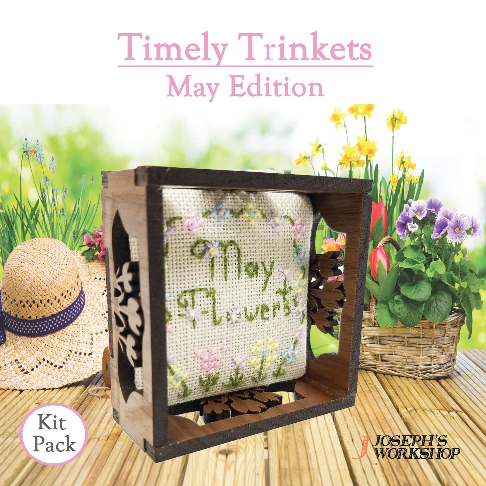 Timely Trinkets collection by Suzzanne Brakefield featuring unique monthly designs, fabric, threads, and needle in a beautifully packaged kit.