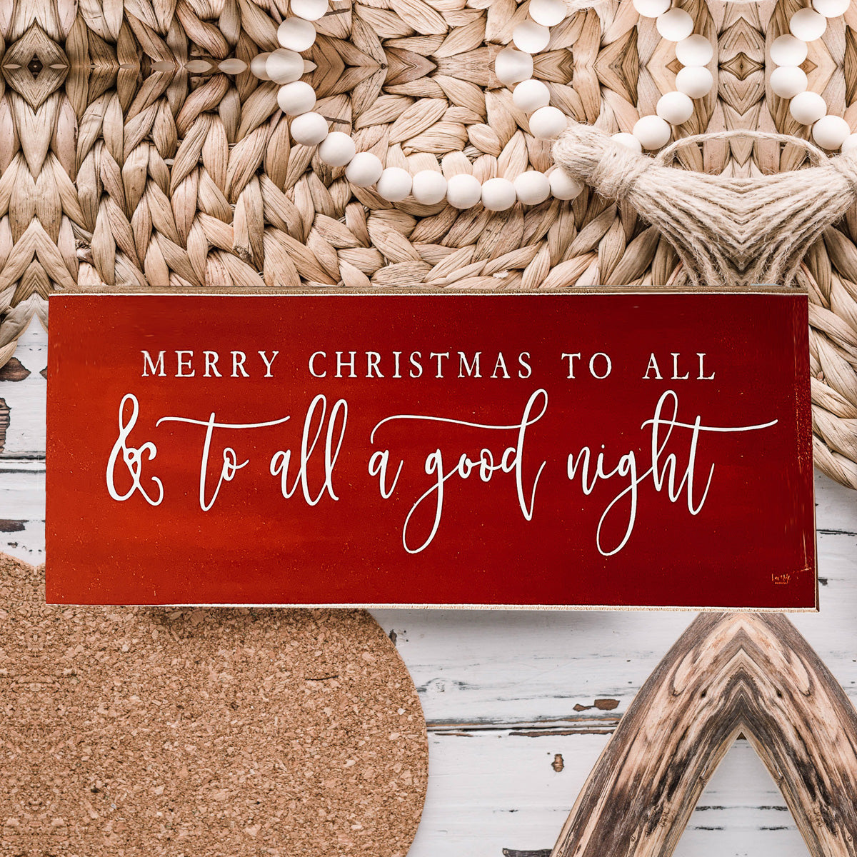 Handmade wooden sign featuring the phrase 'To All a Good Night', perfect for holiday decor.