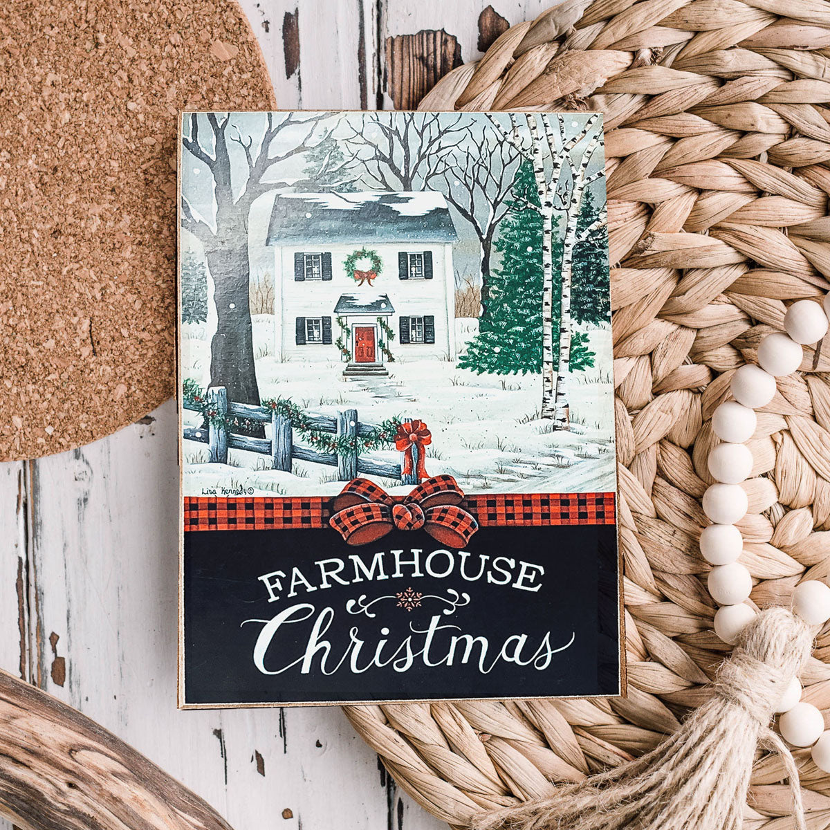 Three Vintage Christmas Blocks featuring a red truck, a red barn, and a white farmhouse, each with festive holiday messages.