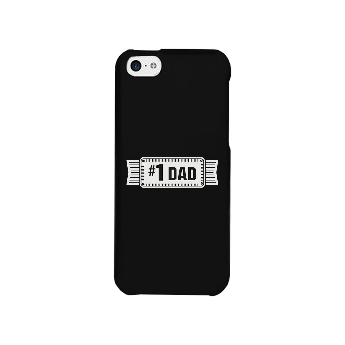 A sleek black phone case featuring '#1 Dad' design, showcasing its durable hard plastic and rubberized grip for added protection.