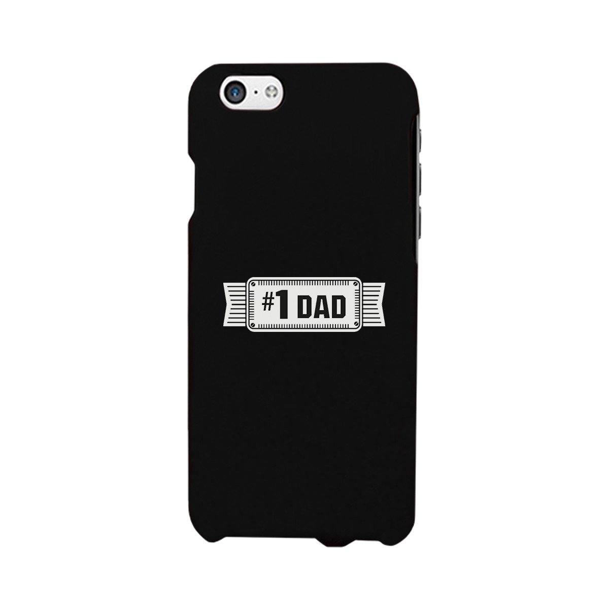 A sleek black phone case featuring '#1 Dad' design, showcasing its durable hard plastic and rubberized grip for added protection.