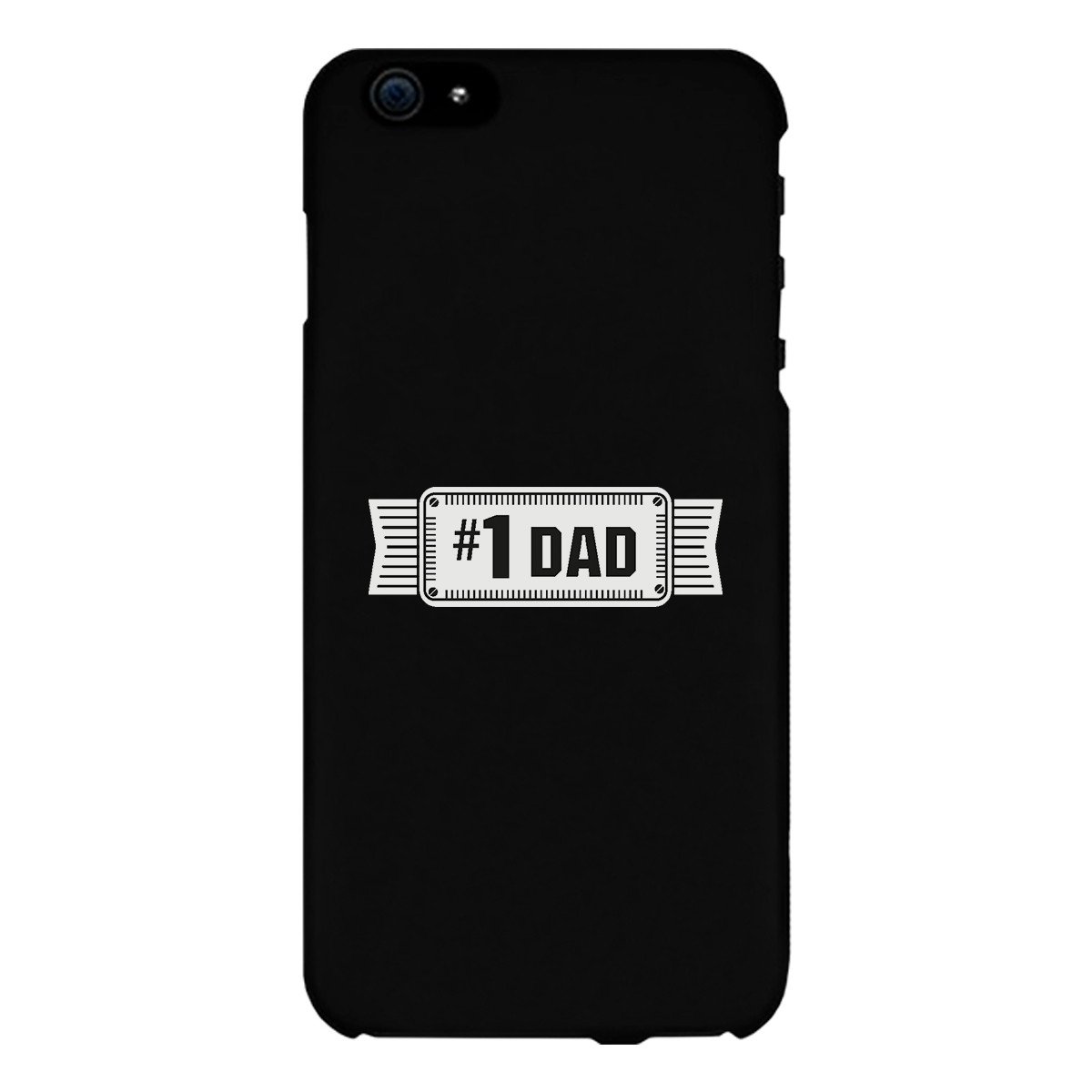 A sleek black phone case featuring '#1 Dad' design, showcasing its durable hard plastic and rubberized grip for added protection.