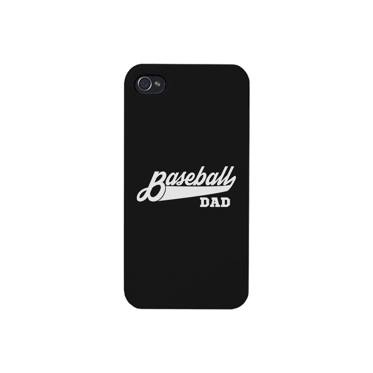 Baseball Dad Black Phone Case featuring a humorous design, made of durable hard plastic with a rubberized grip for enhanced handling.