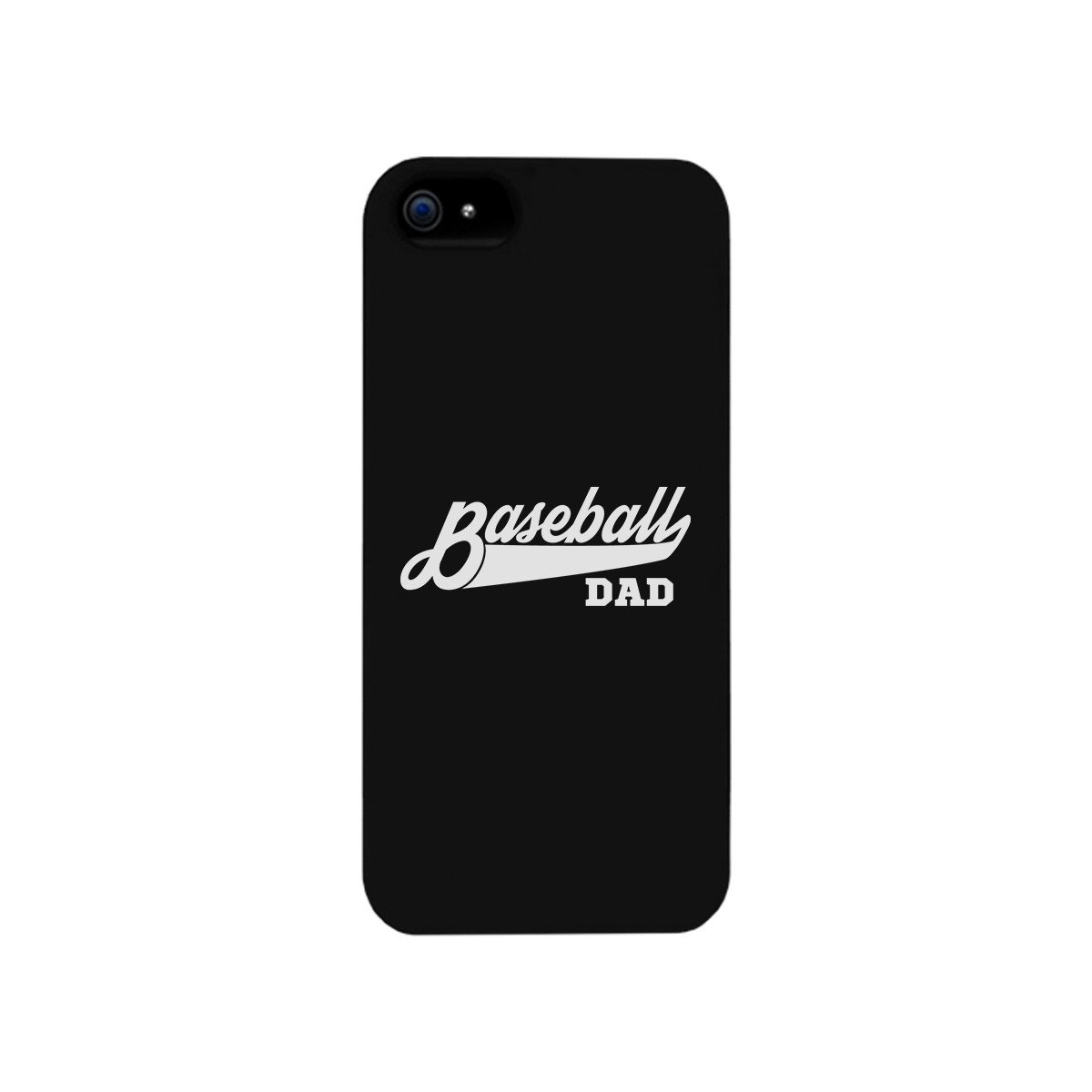 Baseball Dad Black Phone Case featuring a humorous design, made of durable hard plastic with a rubberized grip for enhanced handling.