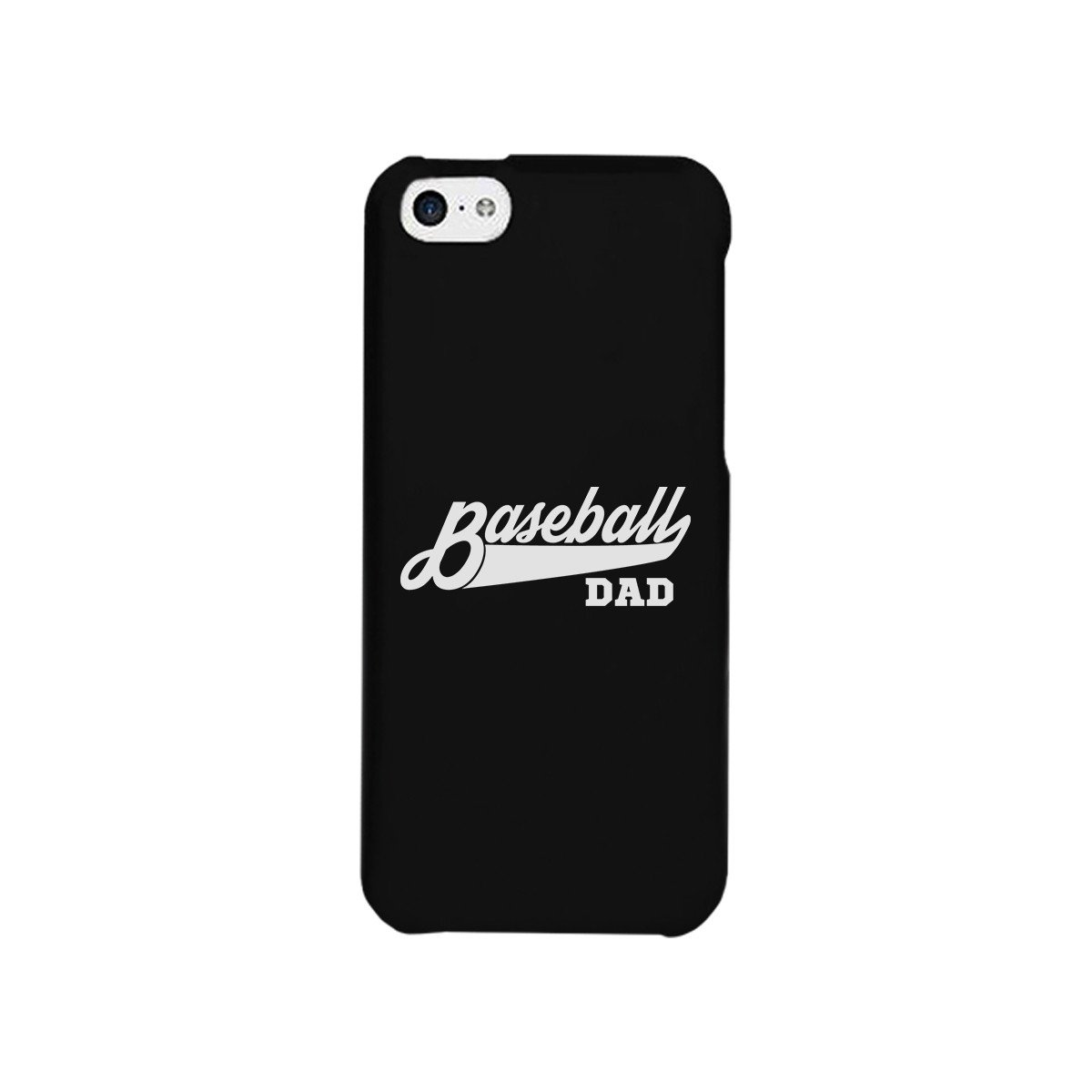 Baseball Dad Black Phone Case featuring a humorous design, made of durable hard plastic with a rubberized grip for enhanced handling.