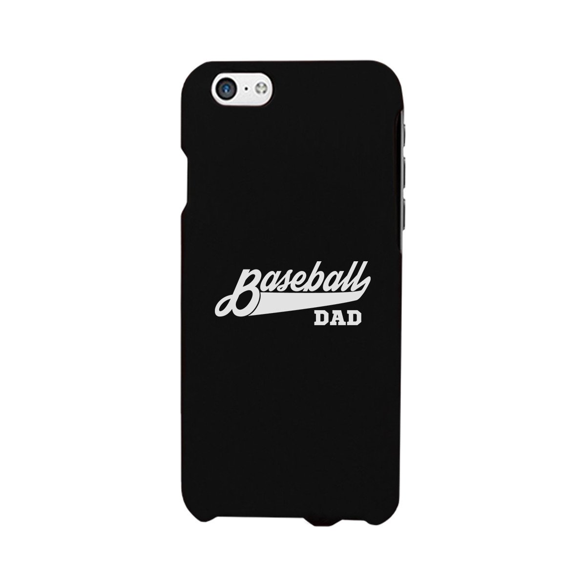 Baseball Dad Black Phone Case featuring a humorous design, made of durable hard plastic with a rubberized grip for enhanced handling.