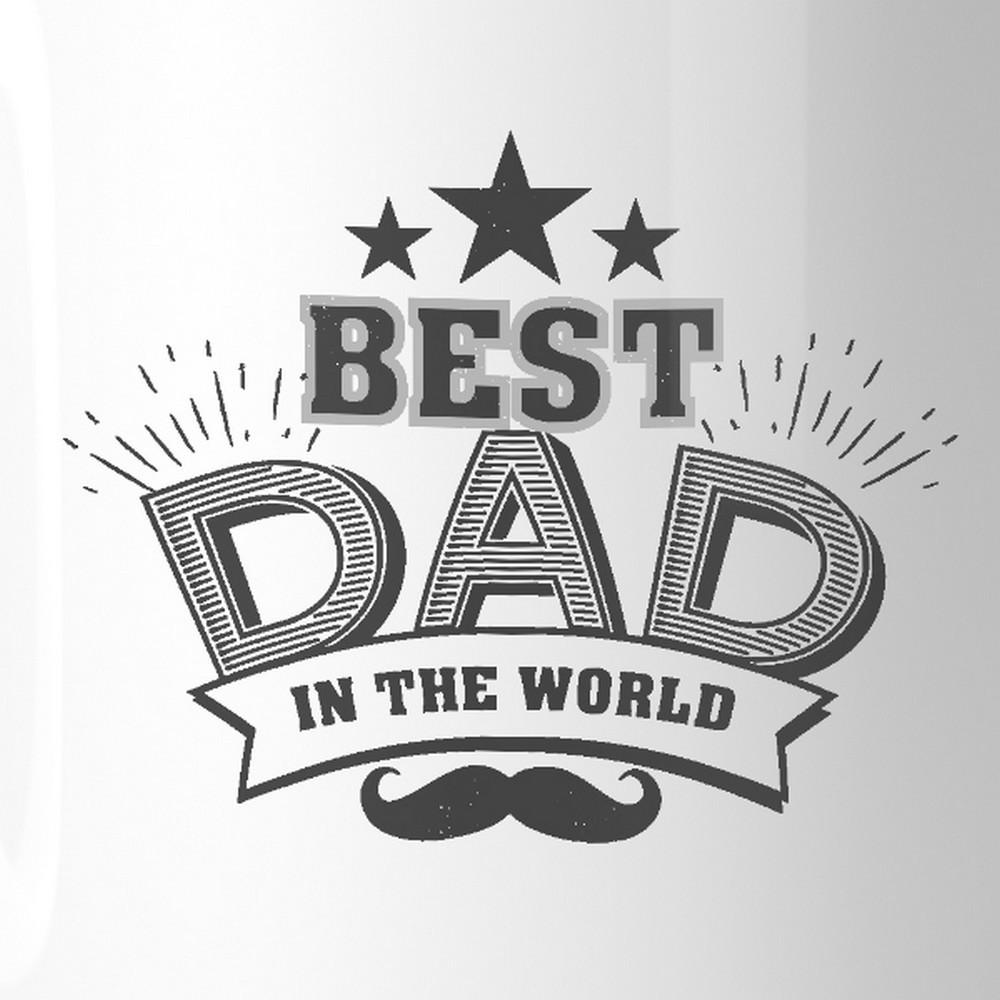 Ceramic mug with 'Best Dad In The World' design, perfect for Father's Day gifts.