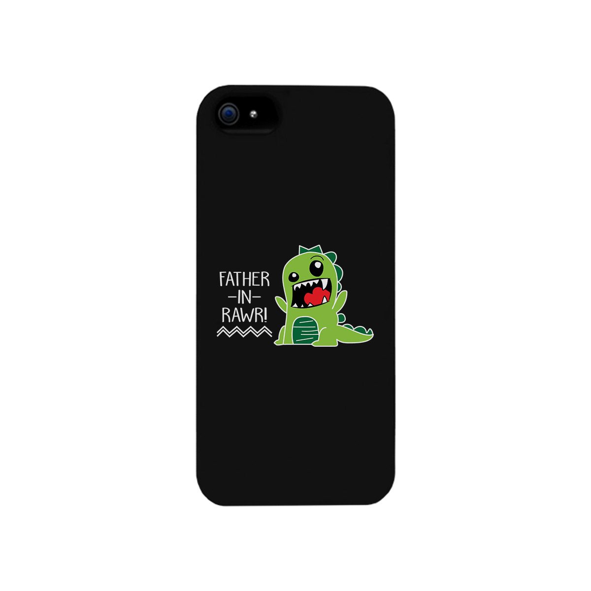 Father-In-Rawr Black Phone Case featuring a humorous design, made from durable hard plastic with a rubberized grip for added protection.