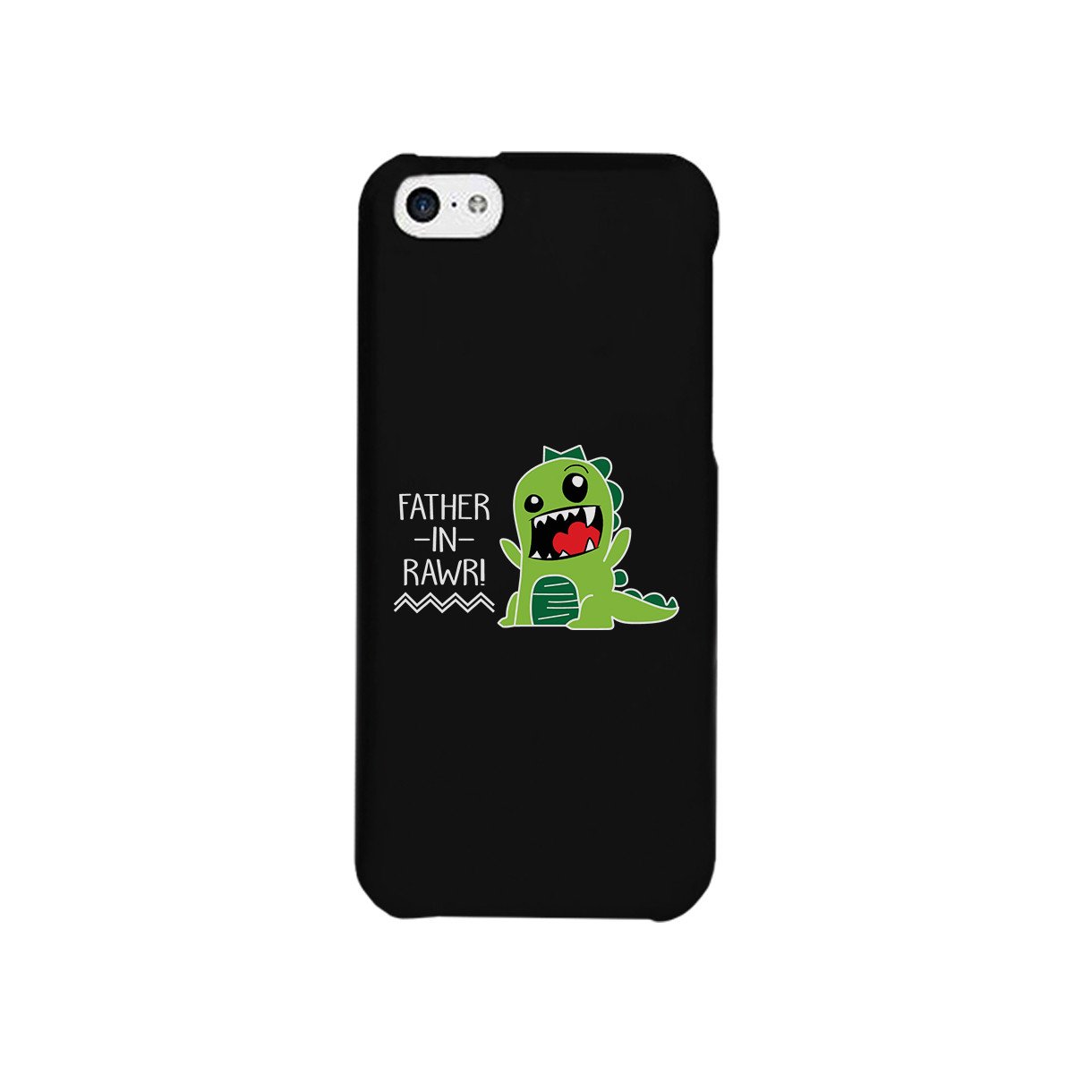 Father-In-Rawr Black Phone Case featuring a humorous design, made from durable hard plastic with a rubberized grip for added protection.