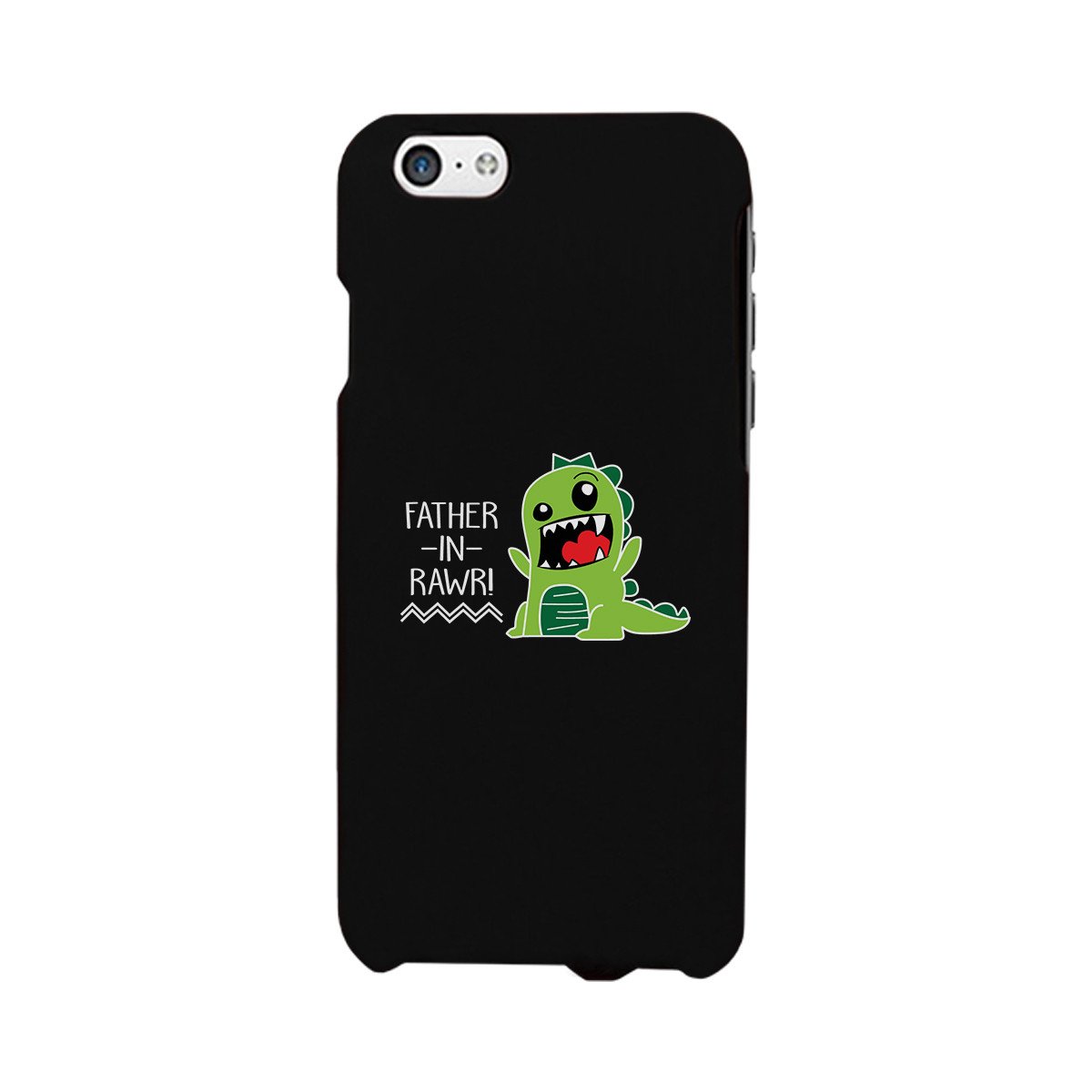 Father-In-Rawr Black Phone Case featuring a humorous design, made from durable hard plastic with a rubberized grip for added protection.