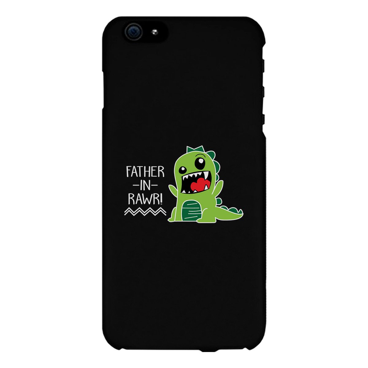 Father-In-Rawr Black Phone Case featuring a humorous design, made from durable hard plastic with a rubberized grip for added protection.