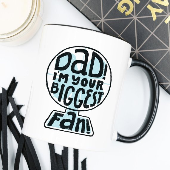 A high-quality white ceramic mug with a funny design, perfect for Father's Day gifts, showcasing vibrant colors and printed on both sides.