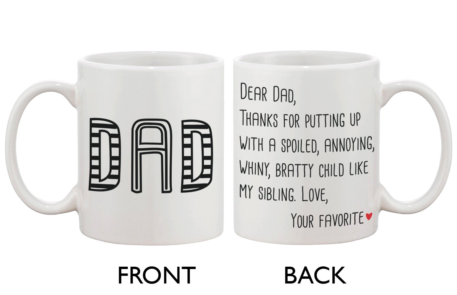 A high-quality white ceramic mug with a funny graphic design, perfect for Father's Day gifts.