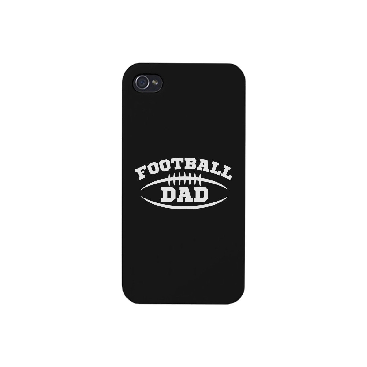 Football Dad Black Phone Case featuring a unique football design, made of durable hard plastic with a rubberized grip for protection.